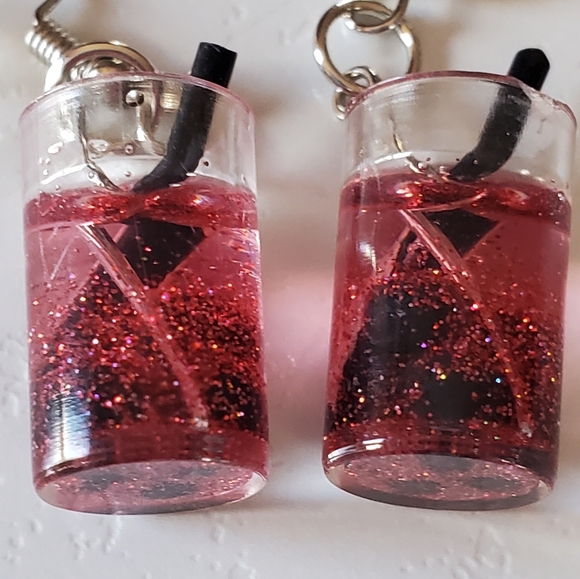Glitter Drink Dangle Earring - Picture 12 of 12